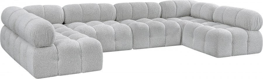 Meridian Furniture - Ames 136" Boucle Fabric Upholstered 6 Piece Modular Sectional - 611Grey-Sec6B - GreatFurnitureDeal
