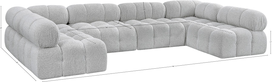 Meridian Furniture - Ames 136" Boucle Fabric Upholstered 6 Piece Modular Sectional - 611Grey-Sec6B - GreatFurnitureDeal