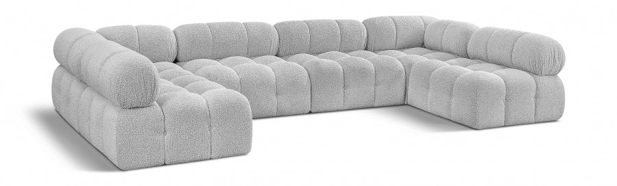 Meridian Furniture - Ames 136" Boucle Fabric Upholstered 6 Piece Modular Sectional - 611Grey-Sec6B - GreatFurnitureDeal