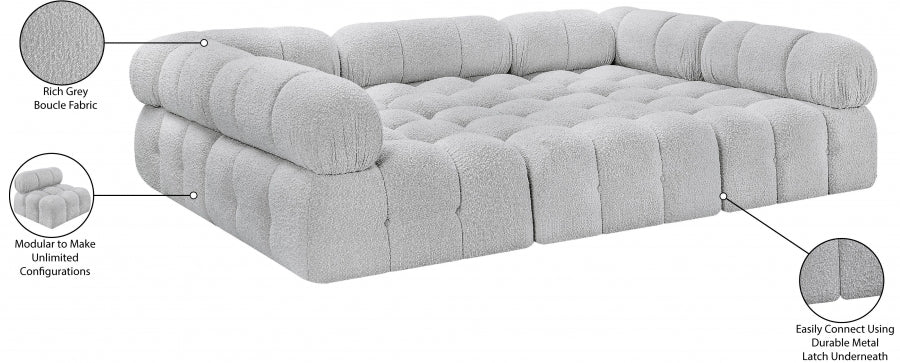 Meridian Furniture - Ames 102" Boucle Fabric Upholstered 6 Piece Modular Sectional - 611Grey-Sec6C - GreatFurnitureDeal