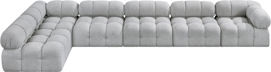 Meridian Furniture - Ames 170" Boucle Fabric Upholstered 6 Piece Modular Sectional - 611Grey-Sec6E - GreatFurnitureDeal