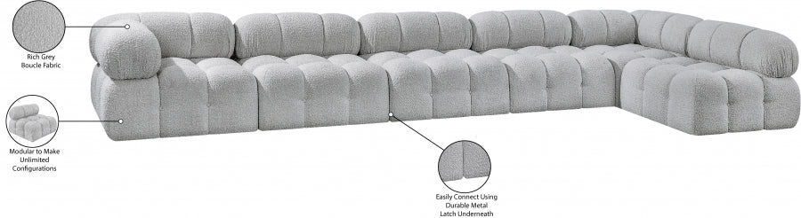 Meridian Furniture - Ames 170" Boucle Fabric Upholstered 6 Piece Modular Sectional - 611Grey-Sec6E - GreatFurnitureDeal