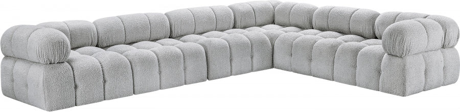 Meridian Furniture - Ames 136" Boucle Fabric Upholstered 6 Piece Modular Sectional - 611Grey-Sec6F - GreatFurnitureDeal