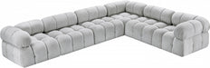 Meridian Furniture - Ames 136" Boucle Fabric Upholstered 6 Piece Modular Sectional - 611Grey-Sec6F - GreatFurnitureDeal