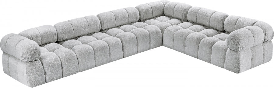 Meridian Furniture - Ames 136" Boucle Fabric Upholstered 6 Piece Modular Sectional - 611Grey-Sec6F - GreatFurnitureDeal