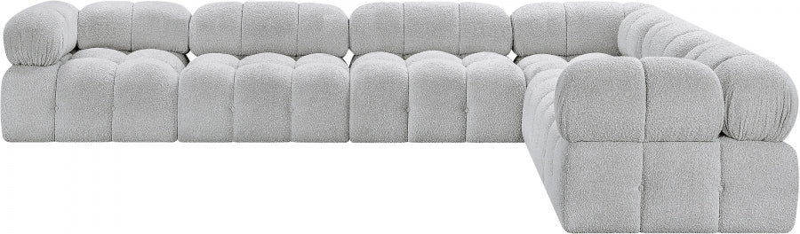 Meridian Furniture - Ames 136" Boucle Fabric Upholstered 6 Piece Modular Sectional - 611Grey-Sec6F - GreatFurnitureDeal