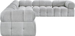 Meridian Furniture - Ames 136" Boucle Fabric Upholstered 6 Piece Modular Sectional - 611Grey-Sec6F - GreatFurnitureDeal