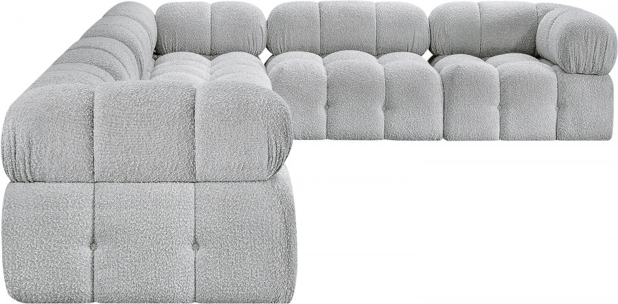 Meridian Furniture - Ames 136" Boucle Fabric Upholstered 6 Piece Modular Sectional - 611Grey-Sec6F - GreatFurnitureDeal