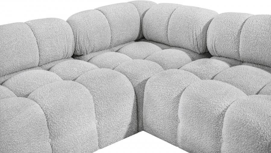 Meridian Furniture - Ames 136" Boucle Fabric Upholstered 6 Piece Modular Sectional - 611Grey-Sec6F - GreatFurnitureDeal