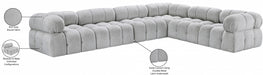 Meridian Furniture - Ames 136" Boucle Fabric Upholstered 6 Piece Modular Sectional - 611Grey-Sec6F - GreatFurnitureDeal