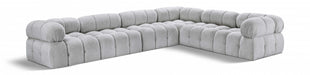 Meridian Furniture - Ames 136" Boucle Fabric Upholstered 6 Piece Modular Sectional - 611Grey-Sec6F - GreatFurnitureDeal
