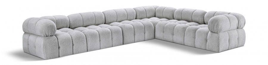 Meridian Furniture - Ames 136" Boucle Fabric Upholstered 6 Piece Modular Sectional - 611Grey-Sec6F - GreatFurnitureDeal