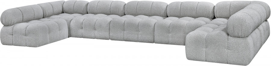 Meridian Furniture - Ames 170" Boucle Fabric Upholstered 7 Piece Modular Sectional - 611Grey-Sec7A - GreatFurnitureDeal