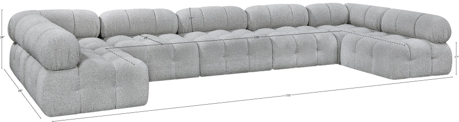 Meridian Furniture - Ames 170" Boucle Fabric Upholstered 7 Piece Modular Sectional - 611Grey-Sec7A - GreatFurnitureDeal