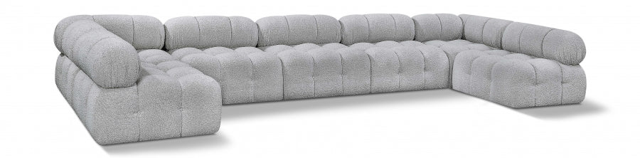 Meridian Furniture - Ames 170" Boucle Fabric Upholstered 7 Piece Modular Sectional - 611Grey-Sec7A - GreatFurnitureDeal