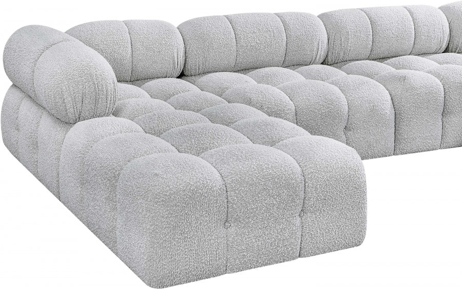 Meridian Furniture - Ames 204" Boucle Fabric Upholstered 7 Piece Modular Sectional - 611Grey-Sec7C - GreatFurnitureDeal
