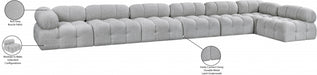 Meridian Furniture - Ames 204" Boucle Fabric Upholstered 7 Piece Modular Sectional - 611Grey-Sec7C - GreatFurnitureDeal