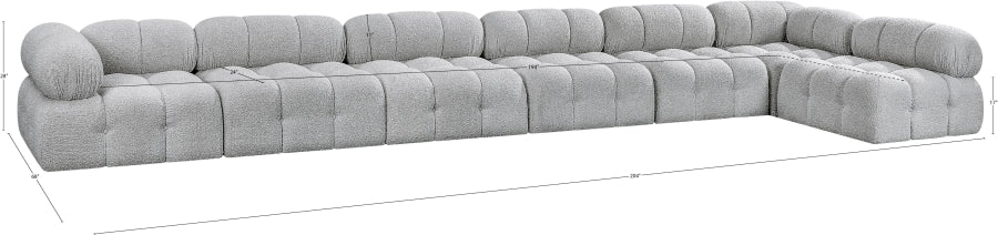 Meridian Furniture - Ames 204" Boucle Fabric Upholstered 7 Piece Modular Sectional - 611Grey-Sec7C - GreatFurnitureDeal