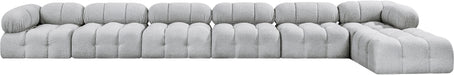 Meridian Furniture - Ames 204" Boucle Fabric Upholstered 7 Piece Modular Sectional - 611Grey-Sec7D - GreatFurnitureDeal