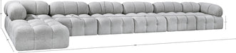 Meridian Furniture - Ames 204" Boucle Fabric Upholstered 7 Piece Modular Sectional - 611Grey-Sec7D - GreatFurnitureDeal