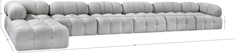 Meridian Furniture - Ames 204" Boucle Fabric Upholstered 7 Piece Modular Sectional - 611Grey-Sec7D - GreatFurnitureDeal