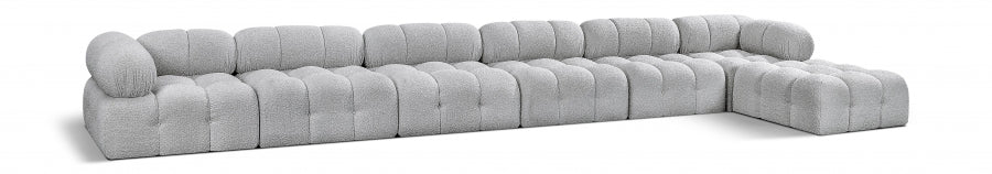 Meridian Furniture - Ames 204" Boucle Fabric Upholstered 7 Piece Modular Sectional - 611Grey-Sec7D - GreatFurnitureDeal