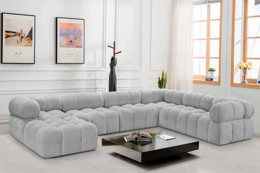 Meridian Furniture - Ames 136" Boucle Fabric Upholstered 7 Piece Modular Sectional - 611Grey-Sec7E - GreatFurnitureDeal