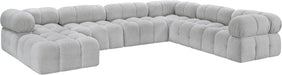 Meridian Furniture - Ames 136" Boucle Fabric Upholstered 7 Piece Modular Sectional - 611Grey-Sec7E - GreatFurnitureDeal