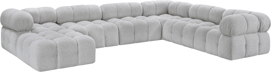 Meridian Furniture - Ames 136" Boucle Fabric Upholstered 7 Piece Modular Sectional - 611Grey-Sec7E - GreatFurnitureDeal
