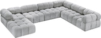Meridian Furniture - Ames 136" Boucle Fabric Upholstered 7 Piece Modular Sectional - 611Grey-Sec7E - GreatFurnitureDeal