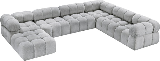 Meridian Furniture - Ames 136" Boucle Fabric Upholstered 7 Piece Modular Sectional - 611Grey-Sec7E - GreatFurnitureDeal