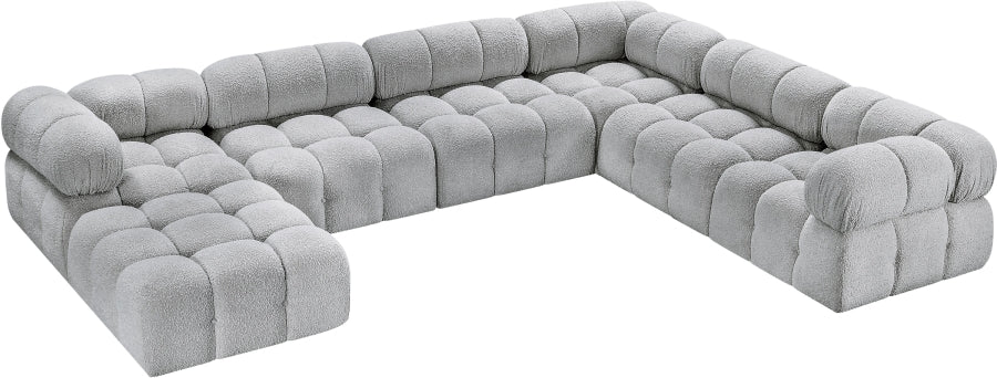 Meridian Furniture - Ames 136" Boucle Fabric Upholstered 7 Piece Modular Sectional - 611Grey-Sec7E - GreatFurnitureDeal
