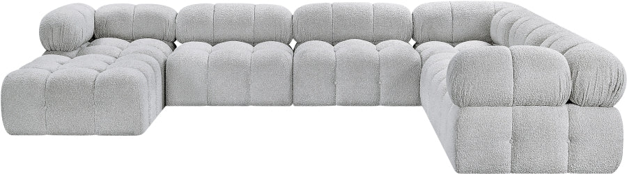 Meridian Furniture - Ames 136" Boucle Fabric Upholstered 7 Piece Modular Sectional - 611Grey-Sec7E - GreatFurnitureDeal