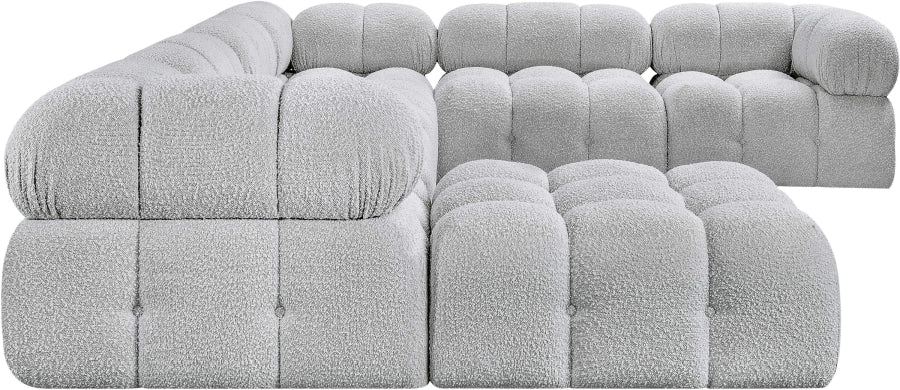 Meridian Furniture - Ames 136" Boucle Fabric Upholstered 7 Piece Modular Sectional - 611Grey-Sec7E - GreatFurnitureDeal