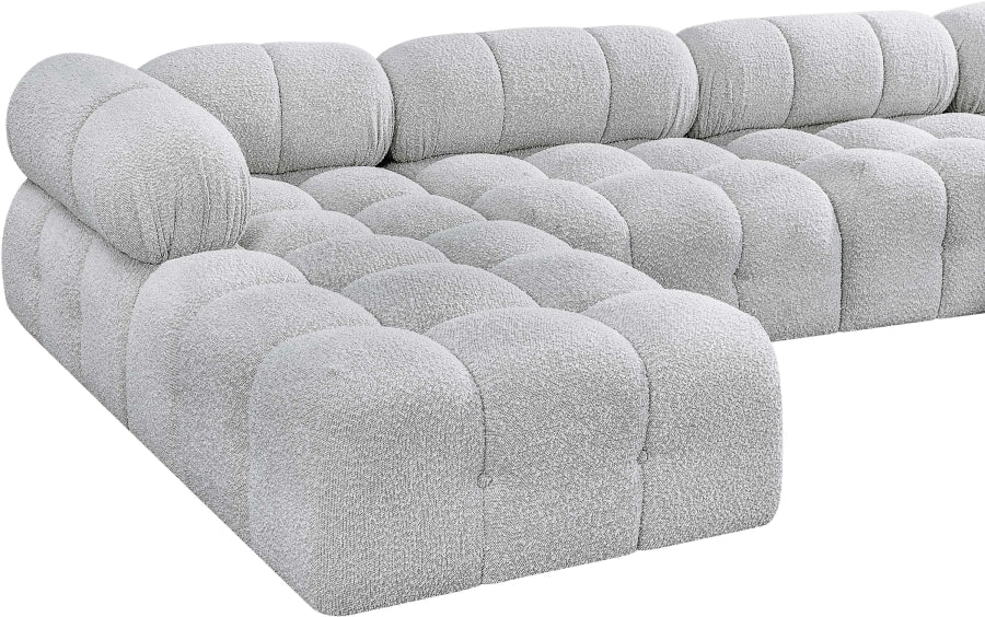 Meridian Furniture - Ames 136" Boucle Fabric Upholstered 7 Piece Modular Sectional - 611Grey-Sec7E - GreatFurnitureDeal