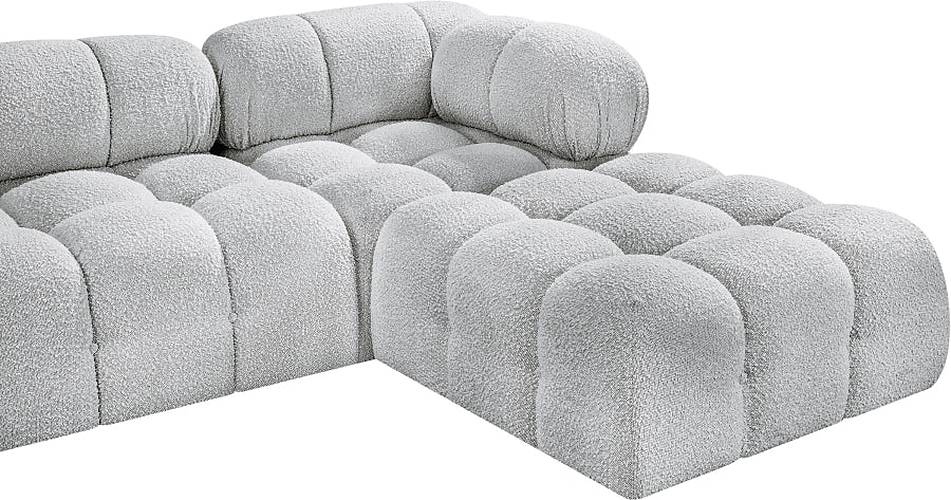 Meridian Furniture - Ames 136" Boucle Fabric Upholstered 7 Piece Modular Sectional - 611Grey-Sec7E - GreatFurnitureDeal