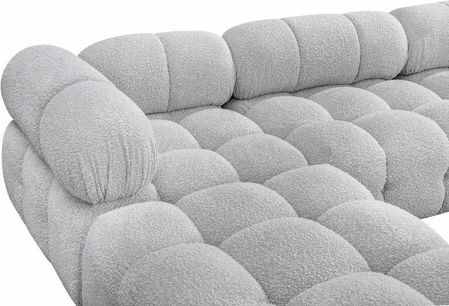Meridian Furniture - Ames 136" Boucle Fabric Upholstered 7 Piece Modular Sectional - 611Grey-Sec7E - GreatFurnitureDeal