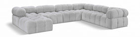 Meridian Furniture - Ames 136" Boucle Fabric Upholstered 7 Piece Modular Sectional - 611Grey-Sec7E - GreatFurnitureDeal