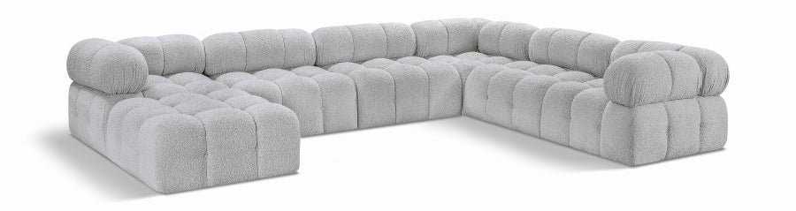 Meridian Furniture - Ames 136" Boucle Fabric Upholstered 7 Piece Modular Sectional - 611Grey-Sec7E - GreatFurnitureDeal