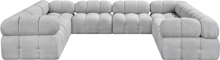 Meridian Furniture - Ames 136" Boucle Fabric Upholstered 8 Piece Modular Sectional Sofa - 611Grey-Sec8A - GreatFurnitureDeal