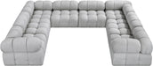 Meridian Furniture - Ames 136" Boucle Fabric Upholstered 8 Piece Modular Sectional Sofa - 611Grey-Sec8A - GreatFurnitureDeal