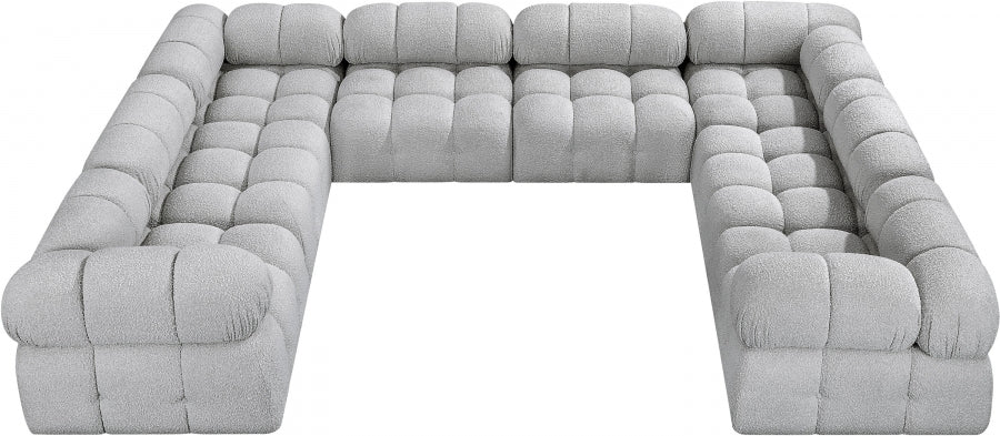 Meridian Furniture - Ames 136" Boucle Fabric Upholstered 8 Piece Modular Sectional Sofa - 611Grey-Sec8A - GreatFurnitureDeal