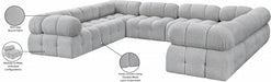 Meridian Furniture - Ames 136" Boucle Fabric Upholstered 8 Piece Modular Sectional Sofa - 611Grey-Sec8A - GreatFurnitureDeal