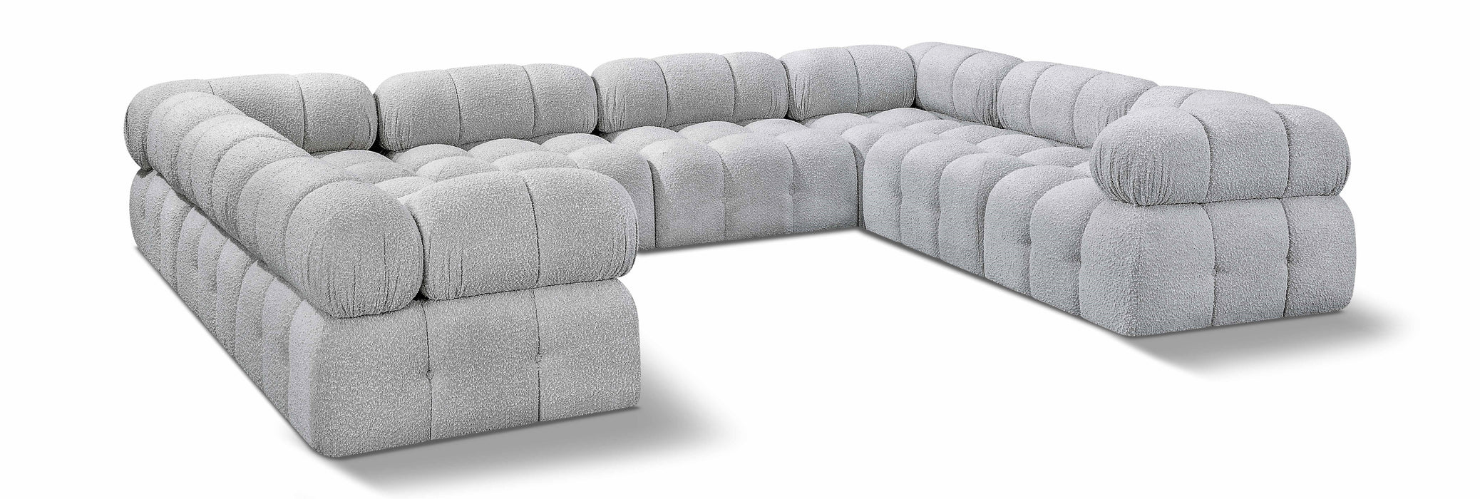 Meridian Furniture - Ames 136" Boucle Fabric Upholstered 8 Piece Modular Sectional Sofa - 611Grey-Sec8A - GreatFurnitureDeal
