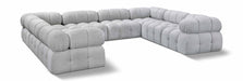 Meridian Furniture - Ames 136" Boucle Fabric Upholstered 8 Piece Modular Sectional Sofa - 611Grey-Sec8A - GreatFurnitureDeal