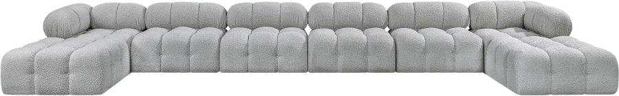 Meridian Furniture - Ames 204" Boucle Fabric Upholstered 8 Piece Modular Sectional - 611Grey-Sec8B - GreatFurnitureDeal