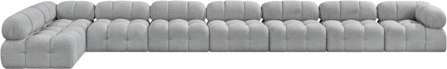 Meridian Furniture - Ames 204" Boucle Fabric Upholstered 8 Piece Modular Sectional - 611Grey-Sec8B - GreatFurnitureDeal