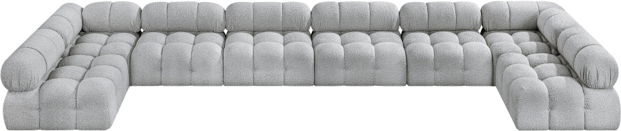 Meridian Furniture - Ames 204" Boucle Fabric Upholstered 8 Piece Modular Sectional - 611Grey-Sec8B - GreatFurnitureDeal