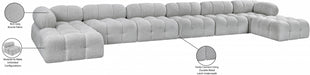 Meridian Furniture - Ames 204" Boucle Fabric Upholstered 8 Piece Modular Sectional - 611Grey-Sec8B - GreatFurnitureDeal