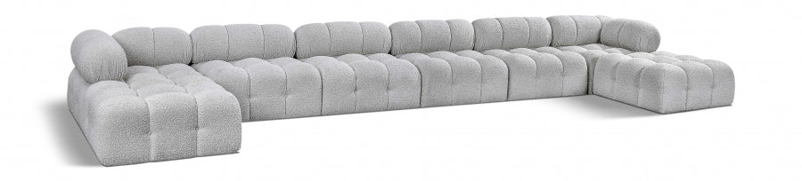 Meridian Furniture - Ames 204" Boucle Fabric Upholstered 8 Piece Modular Sectional - 611Grey-Sec8B - GreatFurnitureDeal